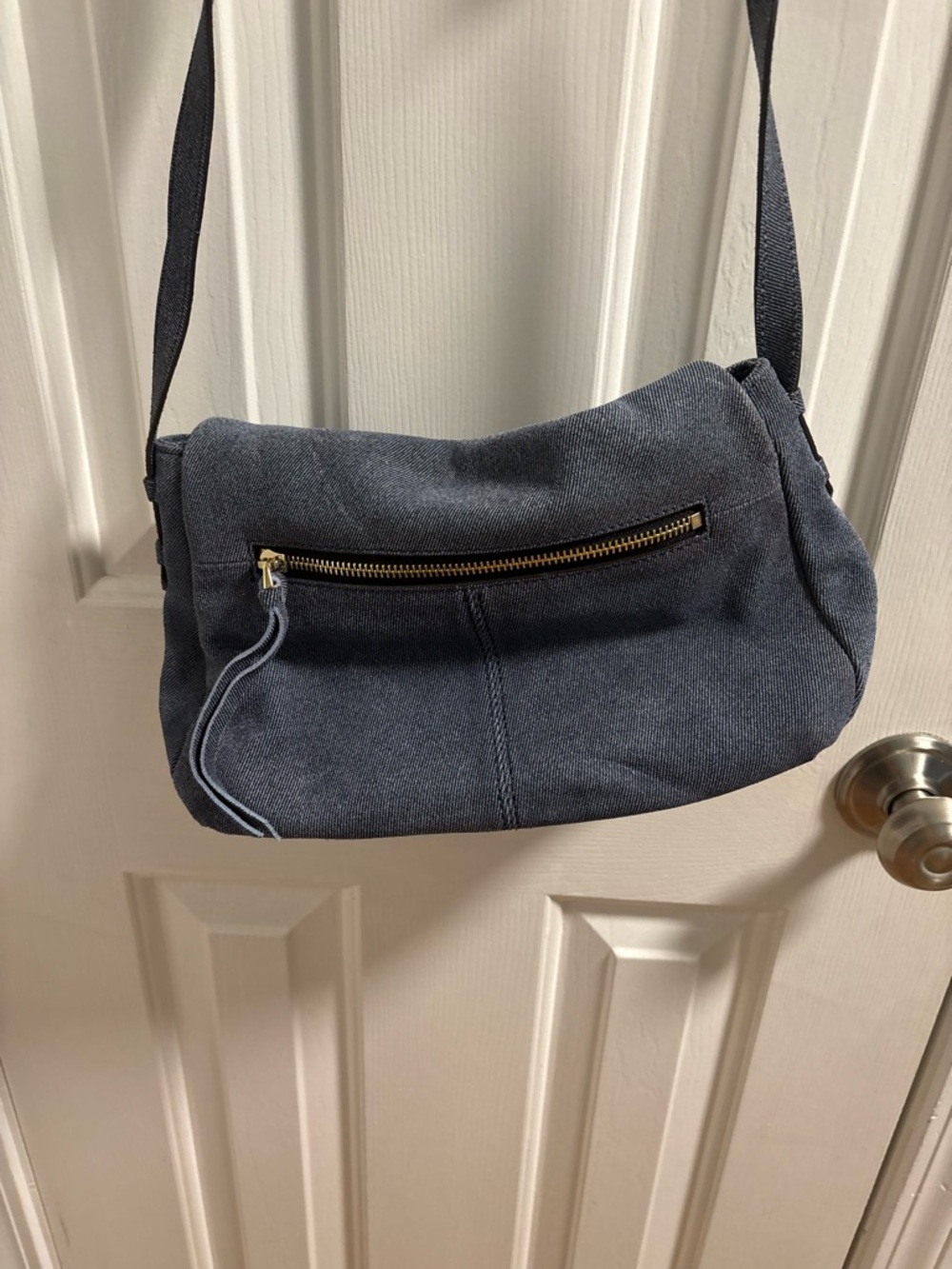 Aimee Kestenberg Navy Blue Messenger Crossbody with Gold Hardware - Picture 9 of 9